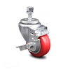 Service Caster 3 Inch Red Polyurethane Wheel Swivel ½ Inch Threaded Stem Caster with Brake SCC-TS20S314-PPUB-RED-TLB-121315